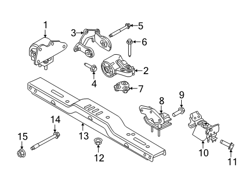 2015 Lincoln Navigator Engine & Trans Mounting Mount Bracket Bolt Diagram for -W715106-S439