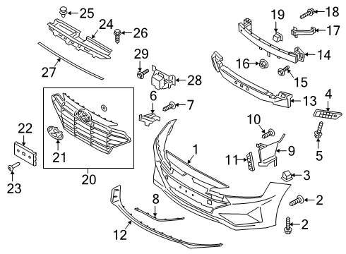 2020 Hyundai Elantra Front Bumper Bolt Diagram for 64195C6000