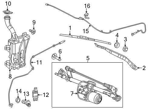 2016 Chrysler 200 Wiper & Washer Components Hose-Washer Reservoir Diagram for 68145477AA