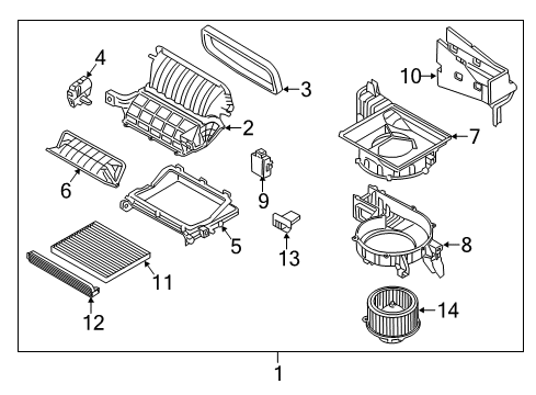 2014 Hyundai Santa Fe Sport Blower Motor & Fan Case-Blower, Upper Diagram for 97114-4Z000