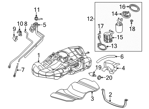 2000 Saturn LS2 Fuel Supply Fuel Tank Meter/Pump SENDER Diagram for 22681970