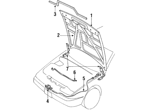 1990 Nissan 240SX Hood & Components Hinge Assembly-Hood LH Diagram for 65401-35F10