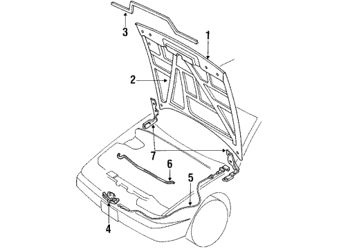 1990 Nissan 240SX Hood & Components Rod Hood Support Diagram for 65771-35F00