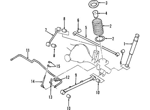 2001 Infiniti QX4 Rear Suspension Components, Lower Control Arm, Upper Control Arm, Stabilizer Bar Rod Assy-Connecting, Stabilizer Diagram for 56260-2W100