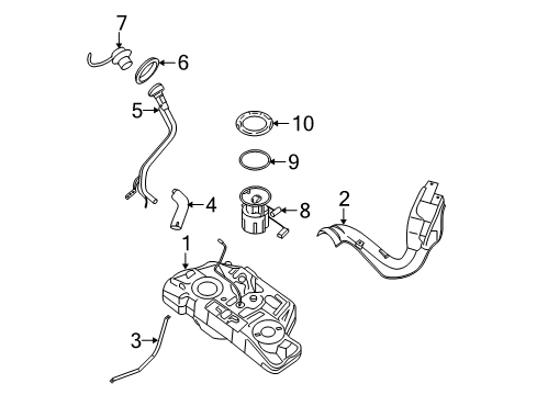 2008 Nissan Sentra Fuel Supply Filler Cap Assembly Diagram for 17251-ET01A