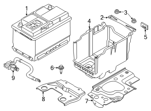 2018 Ford Fiesta Battery Battery Tray Diagram for D2BZ-10732-A