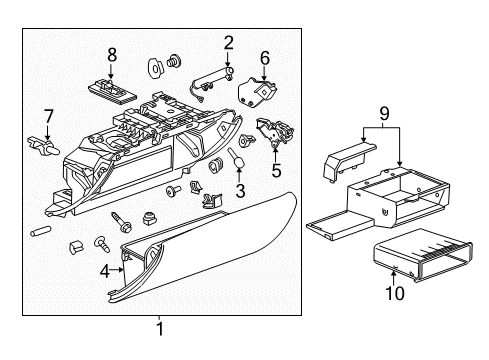 2015 Cadillac CTS Glove Box Compartment Diagram for 22813377