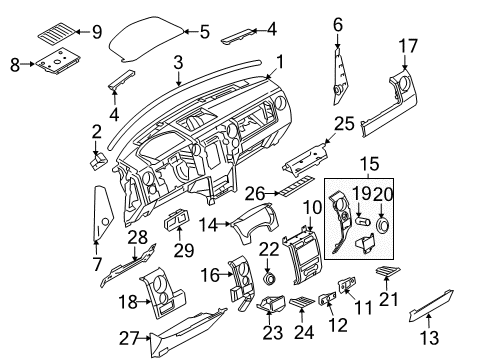 2009 Ford F-150 Instrument Panel Lower Molding Diagram for 9L3Z-15046B32-BA