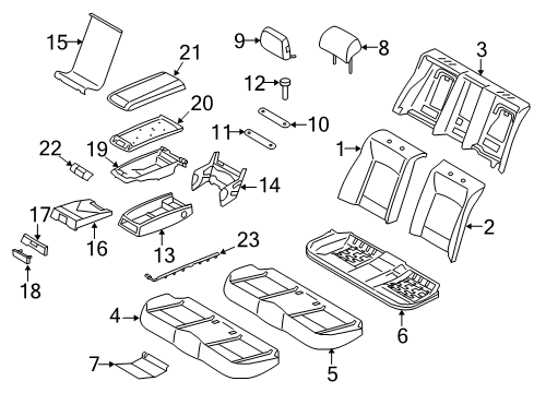 2015 BMW 760Li Rear Seat Components Seat Frame Diagram for 52209112185