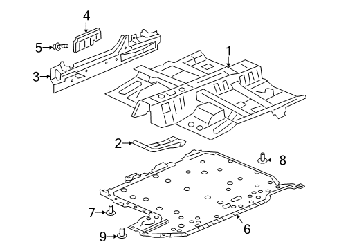 2020 Honda Clarity Floor & Rails Sill Comp L, FR. Diagram for 65190-TRV-305ZZ