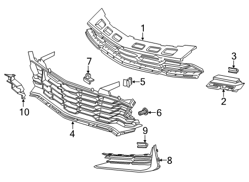 2019 Chevrolet Camaro Grille & Components Nameplate Diagram for 23345205