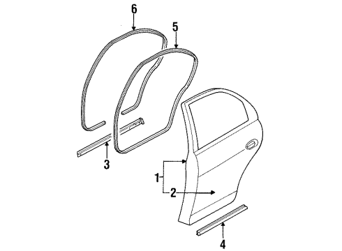 1999 Kia Sephia Rear Door WEATHERSTRIP Assembly-Open, RH Diagram for 0K2A172770A