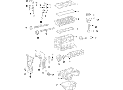 2019 Toyota Yaris Engine Parts, Mounts, Cylinder Head & Valves, Camshaft & Timing, Oil Pan, Oil Pump, Crankshaft & Bearings, Pistons, Rings & Bearings, Variable Valve Timing Timing Chain Diagram for 13506-WB002