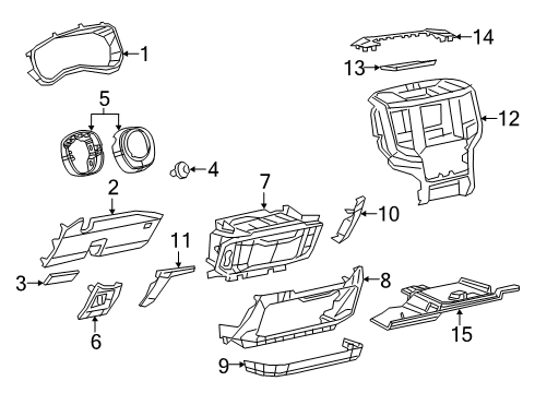 2022 Ram 3500 Cluster & Switches, Instrument Panel Panel-Instrument Panel Closeout Diagram for 6QY39HL1AA