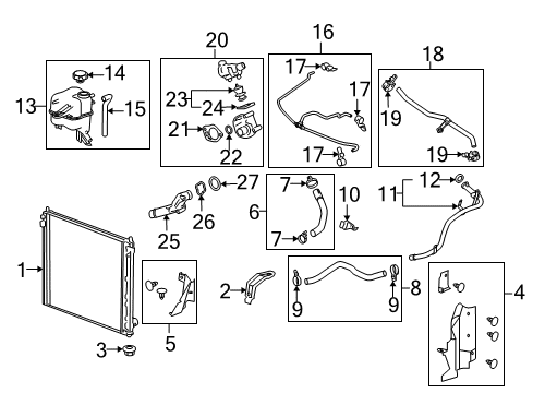 2005 Cadillac STS Radiator & Components Radiator Assembly Diagram for 19130364