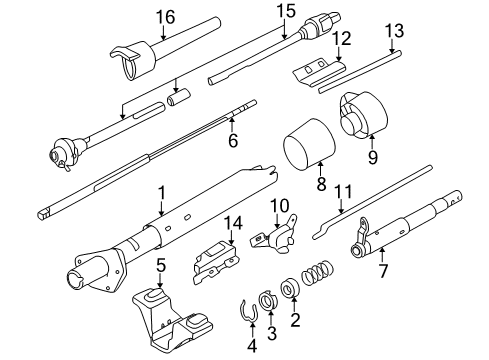 1994 GMC Sonoma Ignition Lock Steering Gear Coupling Shaft Assembly Diagram for 26039122