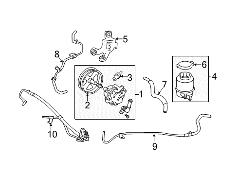 2008 Toyota Camry P/S Pump & Hoses, Steering Gear & Linkage Lower Return Hose Diagram for 44416-33171