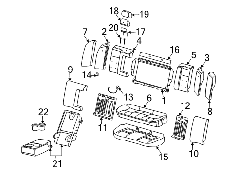 2007 Cadillac CTS Rear Seat Components Support Asm, Rear Seat Head Restraint Diagram for 88897672