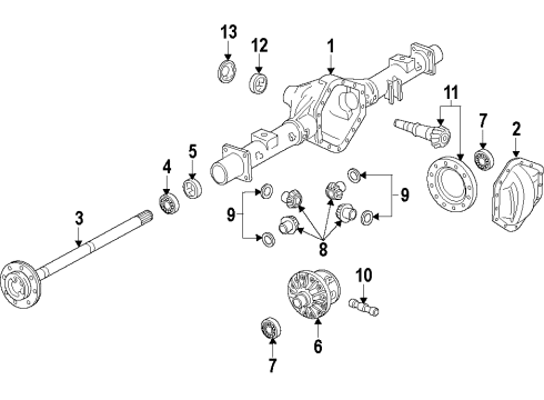 2009 GMC Sierra 1500 Rear Axle, Differential, Propeller Shaft Shim Diagram for 14012725