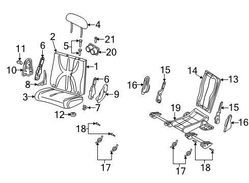 2003 Dodge Durango Rear Seat Components Rear Seat Cushion Right Diagram for XQ121T5AA