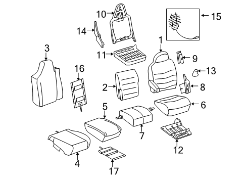 1999 Ford F-250 Super Duty Front Seat Components Seat Cushion Pad Diagram for F81Z-2562900-BAB