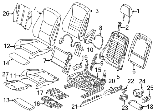 2014 BMW 335i GT xDrive Lumbar Control Seats Padded Section, Basic Seat, Leather Diagram for 52107344904