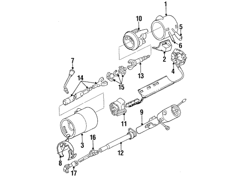 1989 Dodge Grand Caravan Steering Column Housing & Components, Shaft & Internal Components, Shroud, Switches & Levers & LEVER ASSY Diagram for 4373257