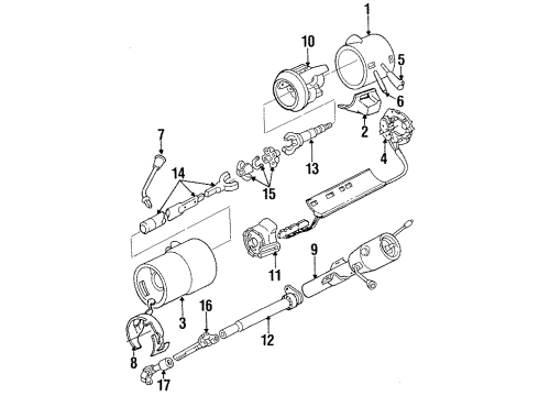 1989 Dodge Grand Caravan Steering Column Housing & Components, Shaft & Internal Components, Shroud, Switches & Levers Switch Diagram for 4373412