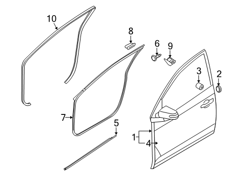 2010 Kia Forte Front Door WEATHERSTRIP Assembly-Front Door Side Diagram for 821401M000