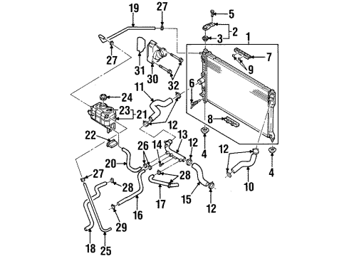 2002 Daewoo Leganza Radiator & Components Hose Assembly Clamp Diagram for 94530071