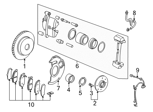 2004 Honda Civic Anti-Lock Brakes Sensor Assembly, Left Front Diagram for 57455-S5B-003