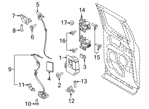 2016 Ford F-150 Rear Door - Lock & Hardware Hinge Assembly Diagram for FL3Z-1826800-A