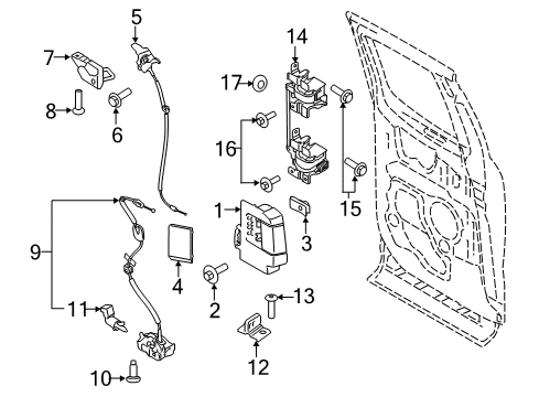 2016 Ford F-150 Rear Door - Lock & Hardware Lower Striker Diagram for FL3Z-18265A05-B