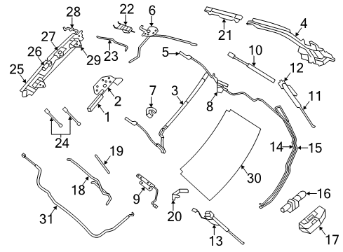 2012 Chrysler 200 Motor & Components Panel-Folding Top Header LATCHED Diagram for 68028394AA