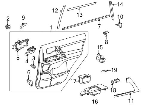 2008 Toyota Land Cruiser Rear Door Door Trim Panel Diagram for 67630-60B61-C1