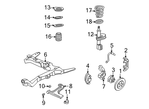 2001 Chevrolet Malibu Front Suspension Components, Lower Control Arm, Stabilizer Bar Front Brake Rotor Assembly Diagram for 19213925