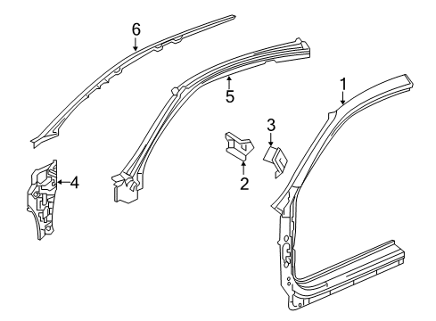 2020 Honda Civic Aperture Panel, Hinge Pillar Plr Comp L, FR. Diagram for 64520-TBG-326ZZ