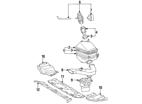 1994 Toyota Camry Air Inlet, Engine Parts Cap Sub-Assy, Air Cleaner Diagram for 17705-20020