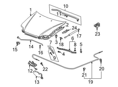 1999 Honda Accord Hood & Components Clip, Trunk Molding Diagram for 91518-SM4-003