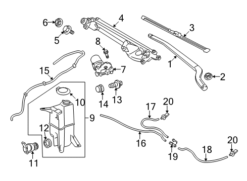 2021 Toyota Tundra Wipers Wiper Motor Bolt Diagram for 85122-AC010
