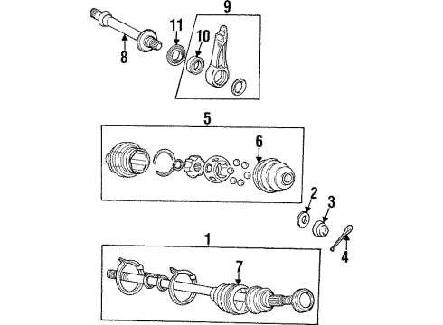 1998 Hyundai Sonata Drive Axles - Front Bearing Kit-Front Axle Diagram for 49504-34A00