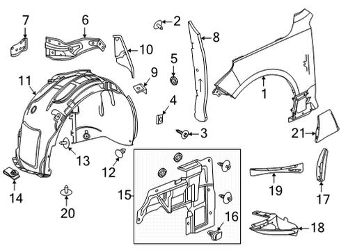 2022 Cadillac CT5 Fender & Components Deflector Diagram for 84490400