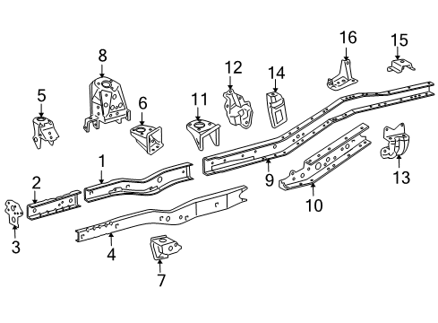 2008 Toyota Tacoma Frame & Components Rear Side Rail Bracket Diagram for 48404-04010