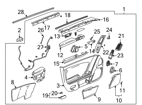2005 Cadillac XLR Interior Trim - Door Rear Trim Panel Clip Diagram for 10291929