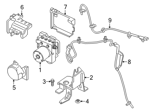 2022 Ford Ranger ABS Components Upper Shield Diagram for KB3Z-2C314-B