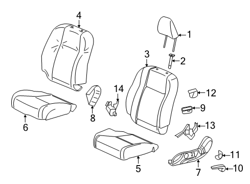 2012 Honda Civic Front Seat Components Pad Complete Right, Front Cus Diagram for 81137-TR6-A81