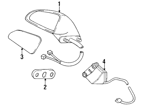 1993 Buick Park Avenue Mirrors Glass Case Kit- Outside Mirror Electric Defog &/Or Mem LH Diagram for 12503608