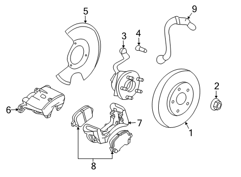 2006 Pontiac G6 Front Brakes Shield, Front Brake Diagram for 25811781