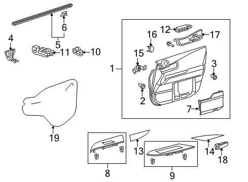 2011 Lexus RX350 Interior Trim - Front Door Panel Assembly, Front Door Diagram for 67610-48780-C6