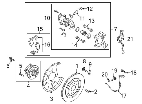 2020 Kia K900 Brake Components Rear Brake Caliper Kit Diagram for 58310D2A71